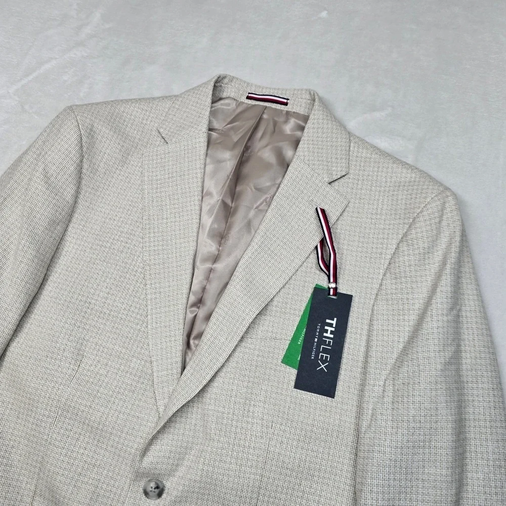 Tommy Hilfiger Conrad Sport Coat Mens 40R White Tan Modern Fit Blazer‎ $295 NEW